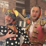 Two men posing for silly photo